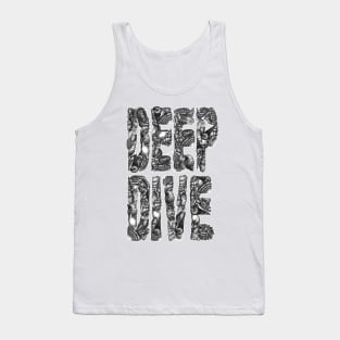 Deep Dive Sea Shell Typographic Design on White Tank Top